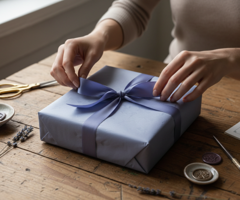 Gift wrapping by hand